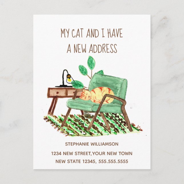 Ankündigung zur Änderung der Adresse Ginger Cat Mo Postkarte (Vorderseite)