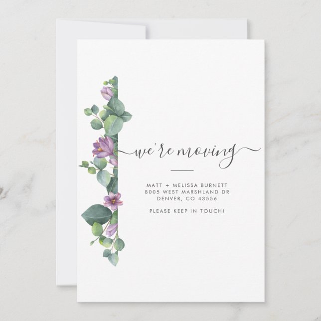 Ankündigung zur Änderung der Adresse in Eukalyptus (Vorderseite)