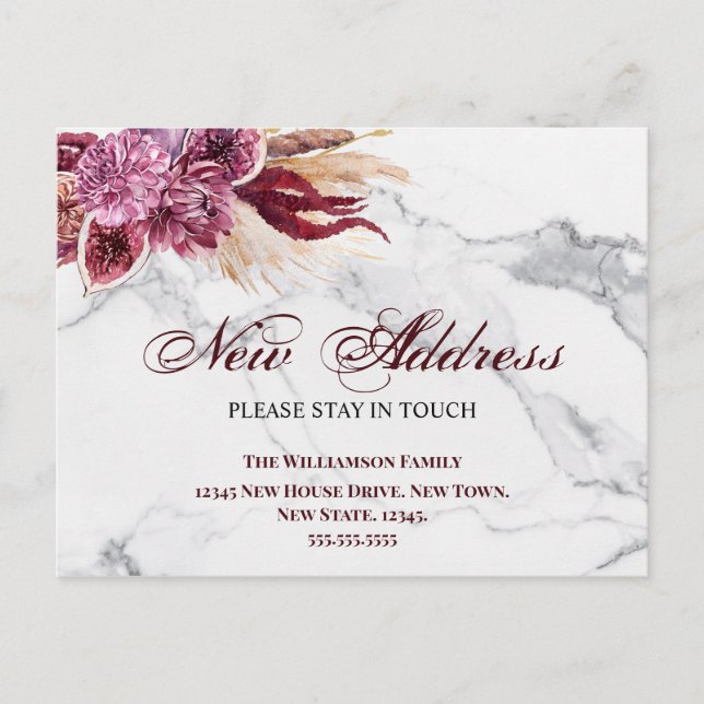 Ankündigung zur Änderung einer neuen Adresse Postkarte (Vorderseite)