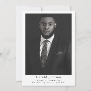 Ankündigung zur Beerdigung eines einfachen Fotos