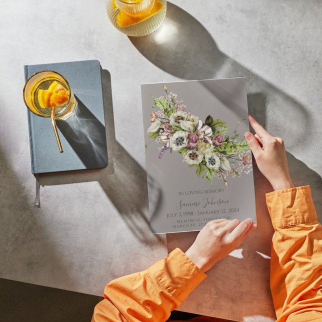 Ankündigung zur Beerdigung von Lavender Gray Flora (Von Creator hochgeladen)