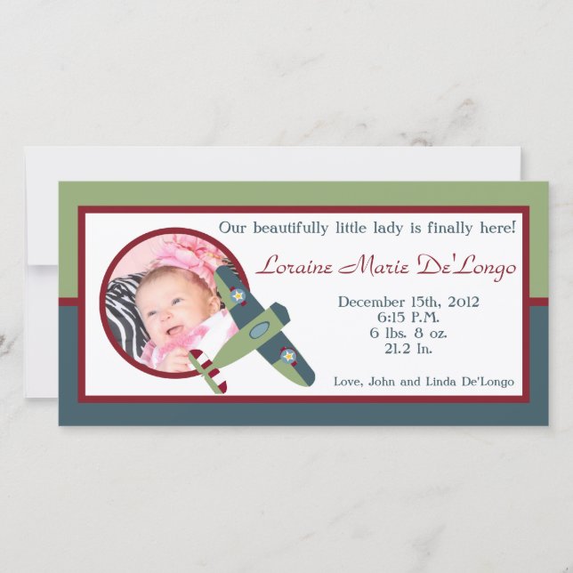 Ankündigung zur Geburt des Vintagen Fotos (Vorderseite)