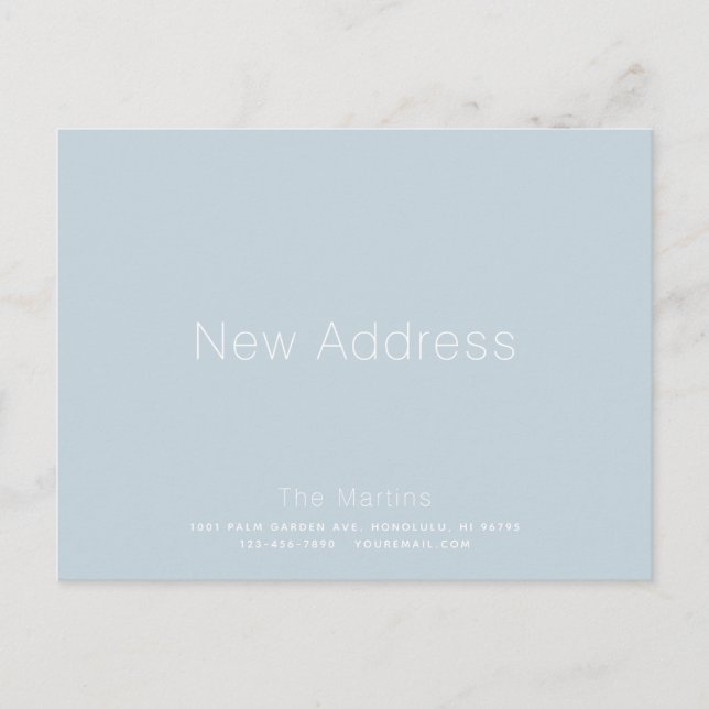 Ankündigung zur Minimalistischen Dusty Blue Moving (Vorderseite)
