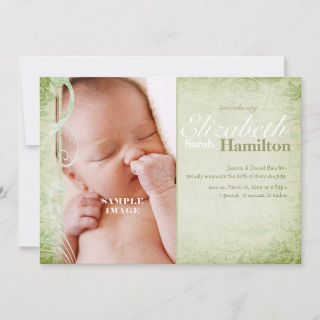 Ankündigung zur neutralen Geburt eines Kindes "Grü (Vorderseite)