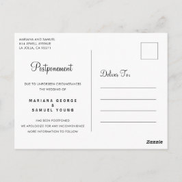 Ankündigung zur Vertagung einer einfachen Skriptho Postkarte