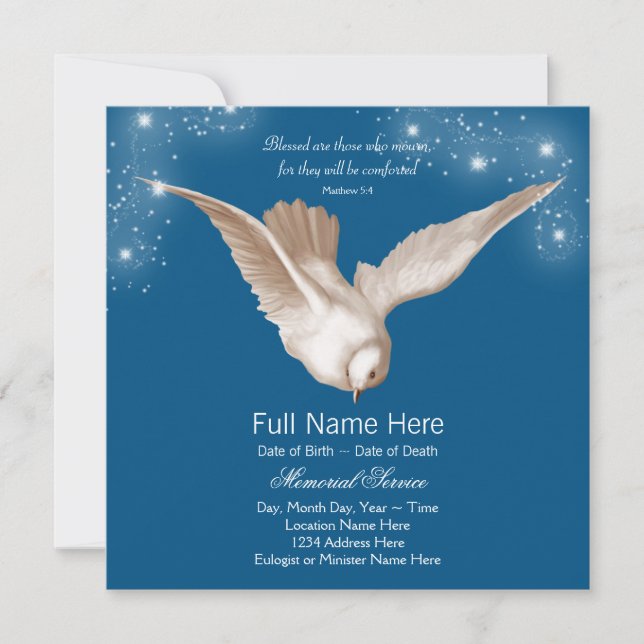 Ankündigungen zum Blue Dove Memorial Service (Vorderseite)