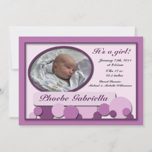 Ankündigungen zur Geburt von lila gepunktetem Spaß