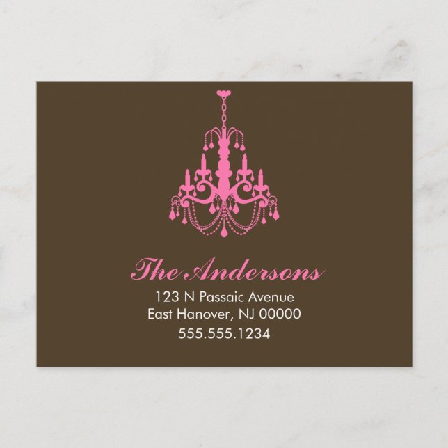 Ankündigungen zur Kronleuchter-Bewegung in Rosa (Vorderseite)