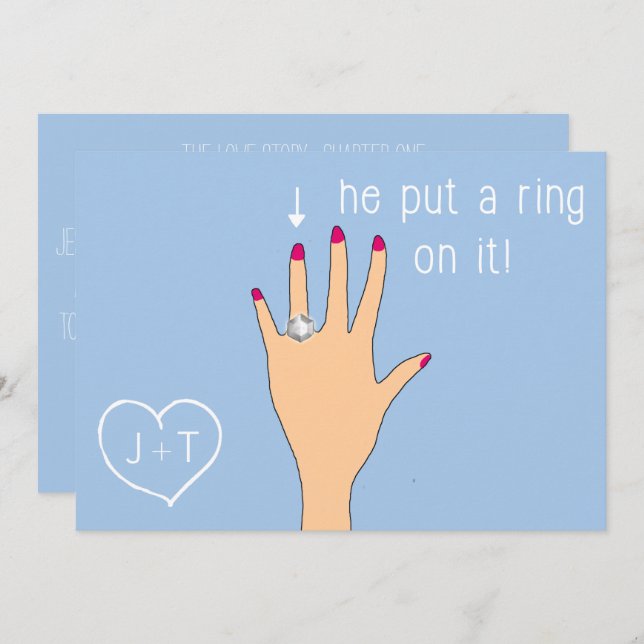 Ankündigungen zur niedlichen modernen Verlobung (Vorne/Hinten)