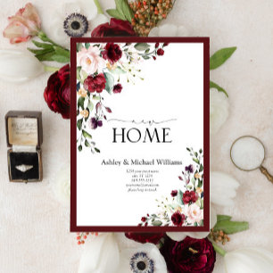 Ankündigungsadresse für Burgund New Zuhause Moving Feiertagskarte