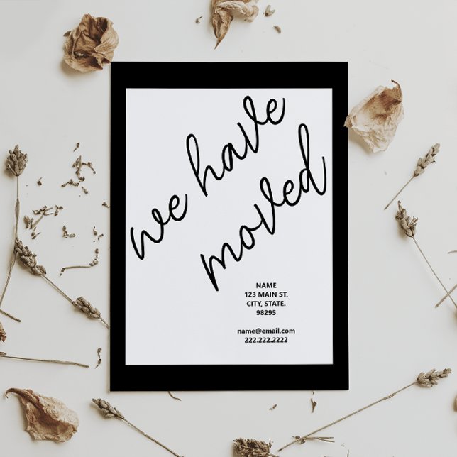 Ankündigungsadresse für die Schwarze Moderne Skrip Postkarte (Von Creator hochgeladen)