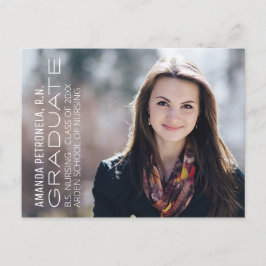 Ankündigungskarte für den Abschluss des Fotos im K Ankündigungspostkarte