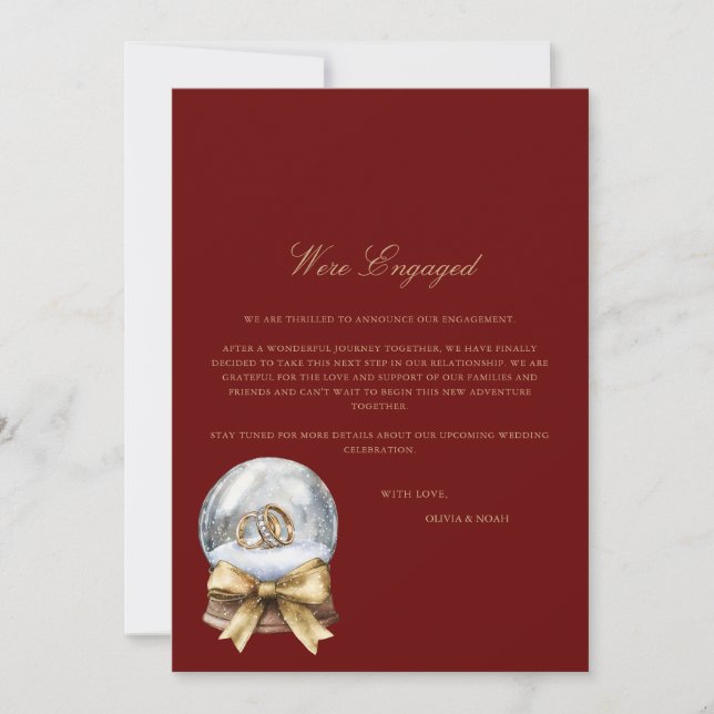 Ankündigungskarte für die Weihnachtsdekor-Verlobun Ankündigung (Vorderseite)