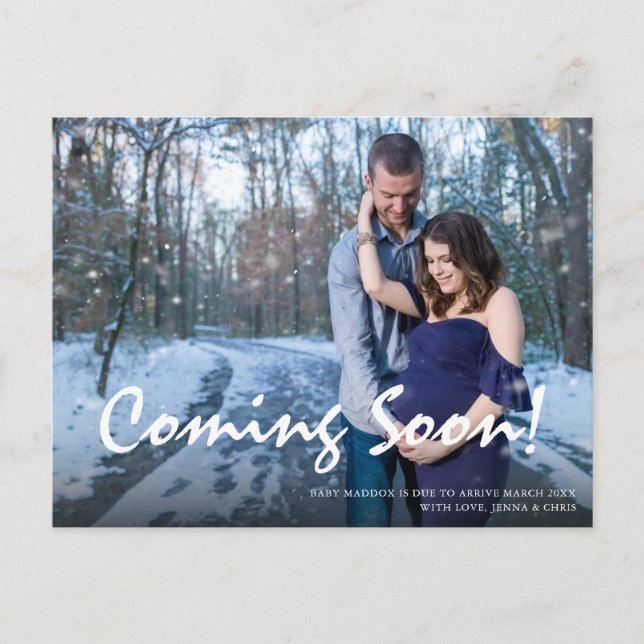 Ankündigungskarte für Foto Schwangerschaft Ankündigungspostkarte (Vorderseite)