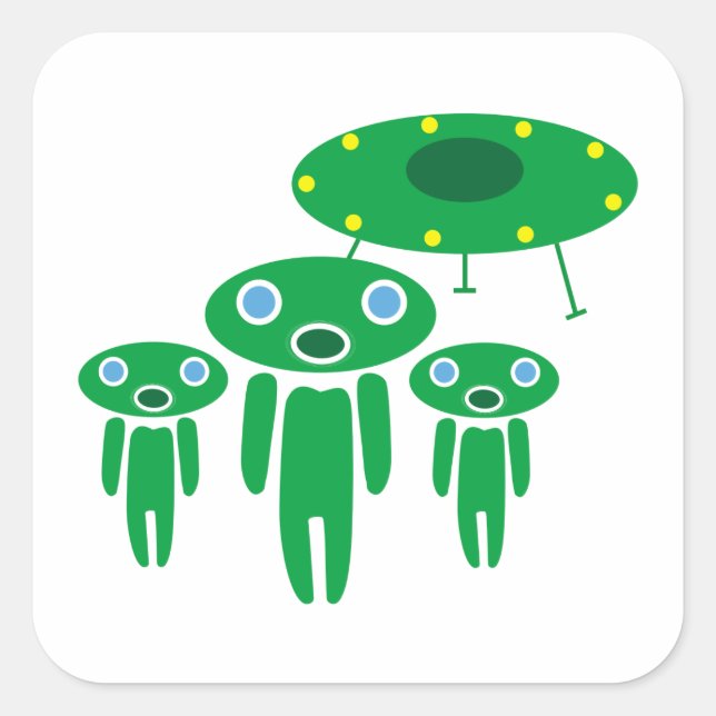 Ankunft der Außerirdischen Quadratischer Aufkleber (Vorderseite)