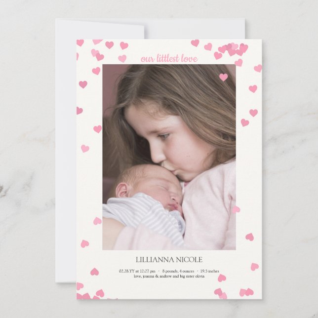 Ankunft in unserem liebevoll bewaffneten Foto Gebu Ankündigung (Vorderseite)