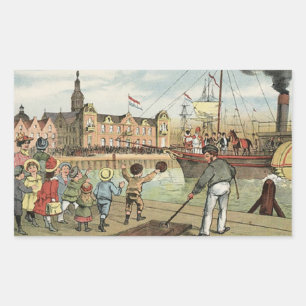 Ankunft Sinterklaas niederländischen St.-Nicks Rechteckiger Aufkleber