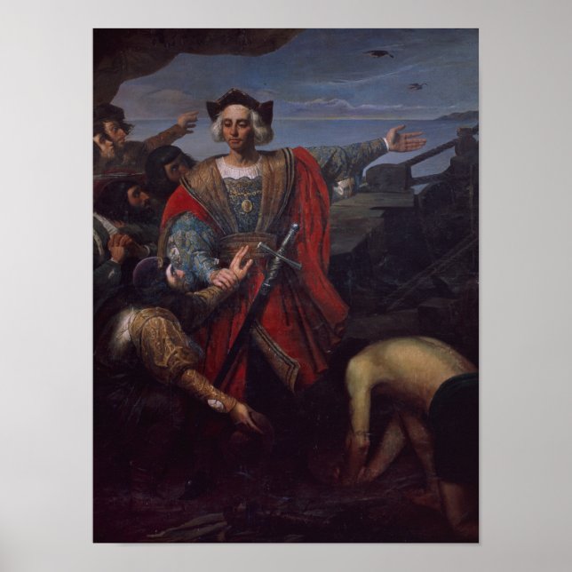 Ankunft von Cristobal Colon in Amerika Poster (Vorne)