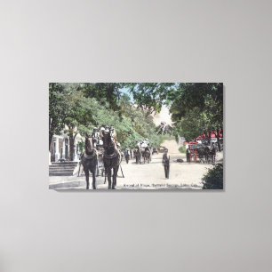 Ankunft von einem StagecoachHighland entspringt, Leinwanddruck