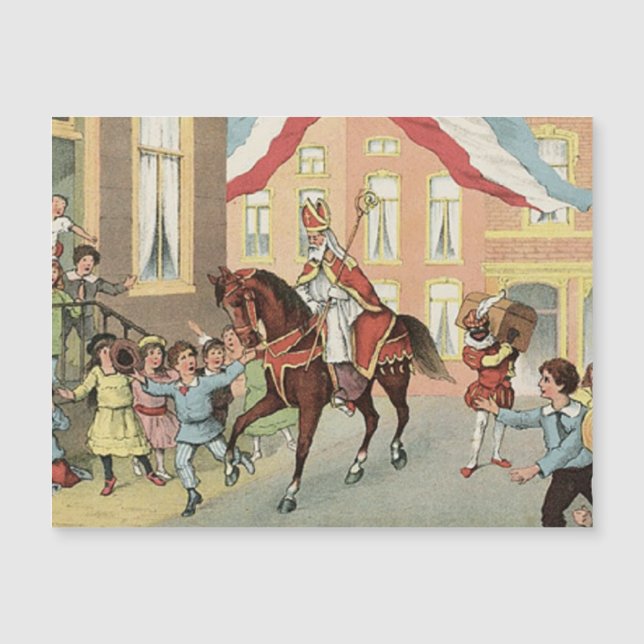 Ankunft von Sinterklaas Dutch St. Nick St. Nikolau Magnetkarte (Vorderseite)