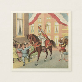 Ankunft von Sinterklaas Dutch St. Nick St. Nikolau Serviette