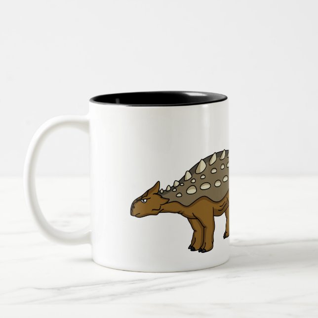 Ankylosaurus gepanzerte Dinosaurier-Abbildung Zweifarbige Tasse (Links)