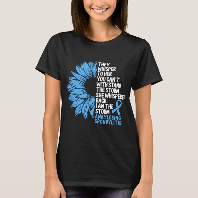 Ankylosing Spondylitis Awareness Blue Ribbon Storm T-Shirt (Vorderseite)