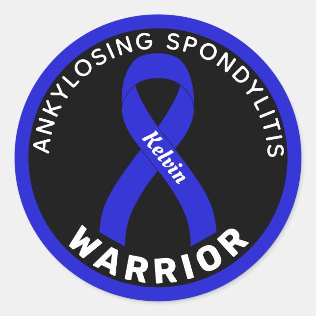 Ankylosing Spondylitis Warrior Ribbon Black Runder Aufkleber (Vorderseite)
