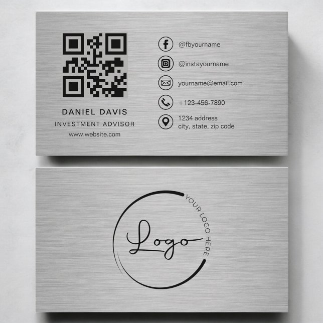 Anlageberater Metall-QR-Code Visitenkarte (Von Creator hochgeladen)