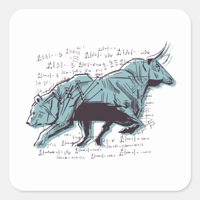 Anleger-Bears- und Bullenmarkt Quadratischer Aufkleber (Vorderseite)