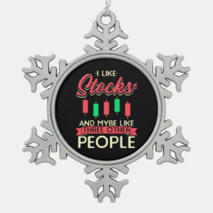 Anleger Ich mag Aktien Schneeflocken Zinn-Ornament