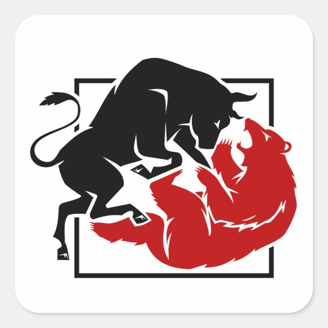 Anlegermarkt für Bull- und Bärenmarkt Quadratischer Aufkleber (Vorderseite)