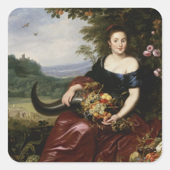 Anlegorie der Erde Quadratischer Aufkleber (Vorderseite)