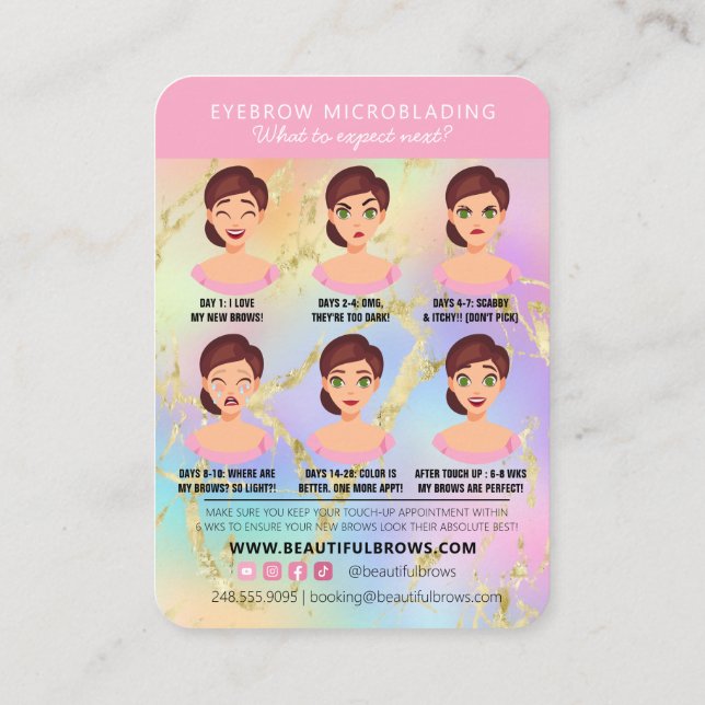 Anleitung für das Brow-Mikroblading Visitenkarte (Rückseite)