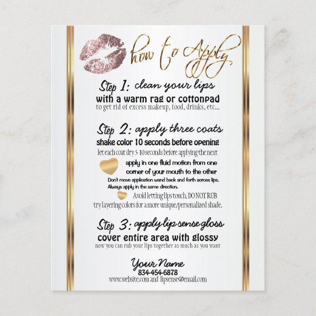 Anleitung für den Rosa Dusty Rose Glitzer Lip Flyer (Vorne)