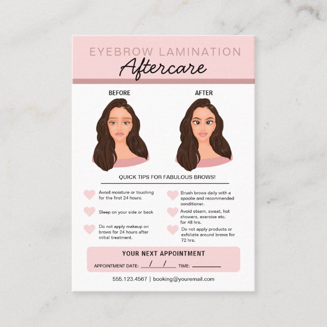 Anleitung für die Augenbrauenlamination Visitenkarte (Vorderseite)