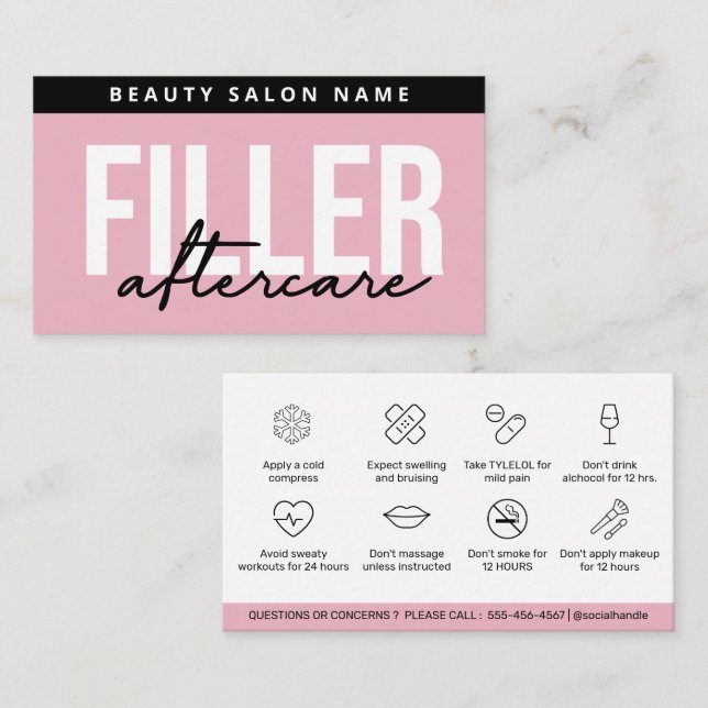 Anleitung für die Lip-Filler-Botox-Aftercare-Techn Visitenkarte (Vorne/Hinten)