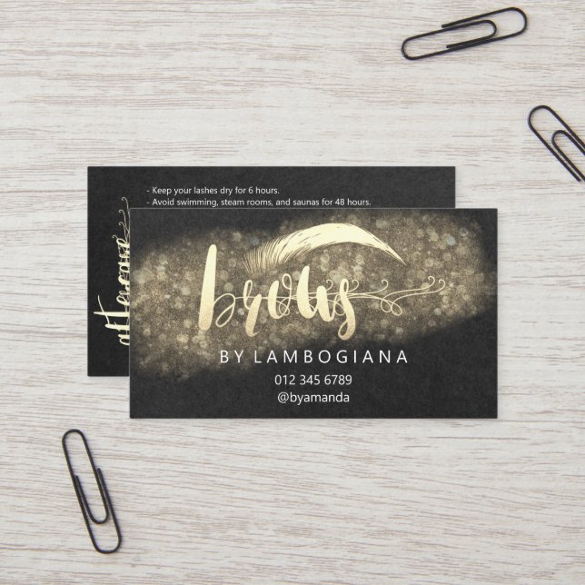Anleitung für die Nachsorge Brow Microblade Black  Visitenkarte (Vorderseite/Rückseite Beispiel)