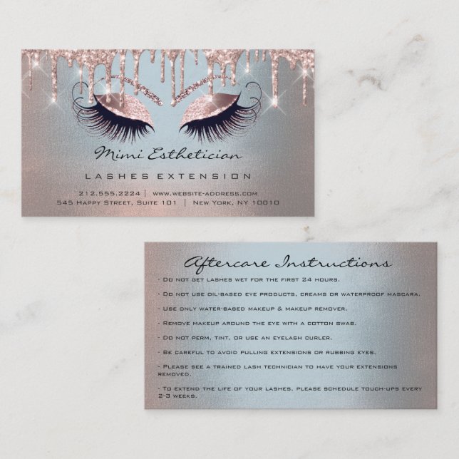 Anleitung für die Nachsorge Rose Lash Augen Smoky  Visitenkarte (Vorne/Hinten)