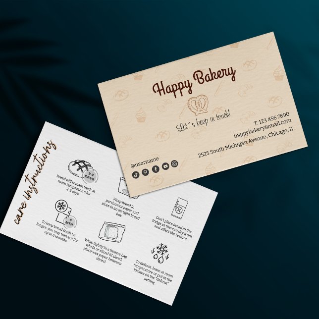 Anleitung für die Pflege von Rohstoffen (Sourdough Care Instructions Beige Bakery Icons)