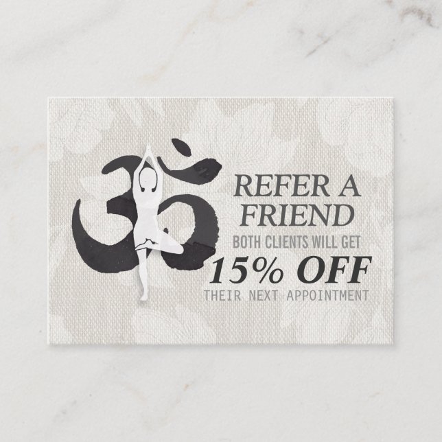 Anleitung für die YOGA-Pose OM-Signatur Empfehlungskarte (Vorderseite)