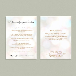 Anleitung für Eyelash Aftercare Bokeh Empfehlungskarte