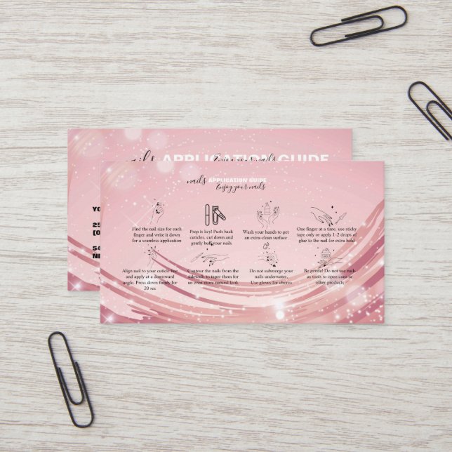 Anleitung für moderne rosa goldene Nagelfarben Visitenkarte (Vorderseite/Rückseite Beispiel)