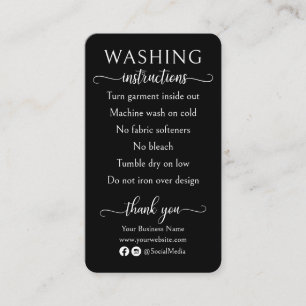 Anleitung für Schwarz-Weiß-Waschungen Shirt Pflege Visitenkarte