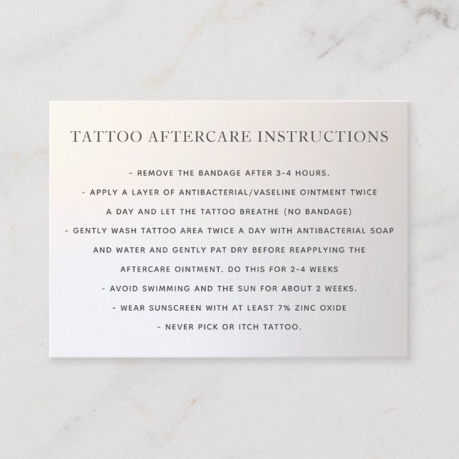 Anleitung für Tattoo Aftercare Silver Gradient Visitenkarte (Vorderseite)