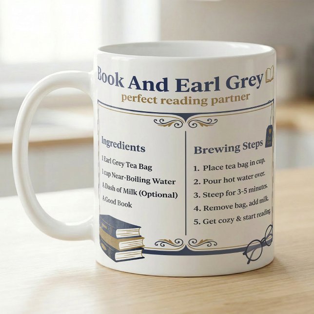 Anleitung für Teetrinker und Bücherliebhaber Kaffeetasse (Von Creator hochgeladen)