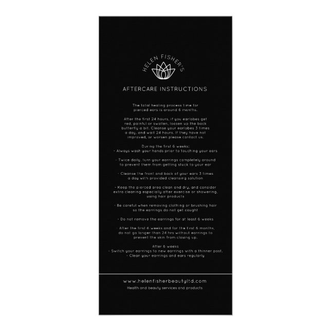 Anleitung zum Durchstechen des Ohrs nach der Pfleg Werbekarte (Vorne)