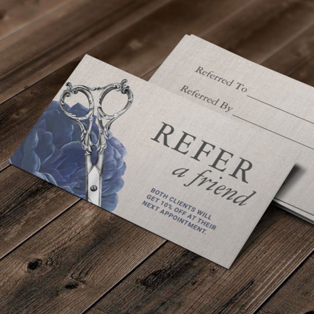 Anleitung zum Friseur Vintage Blume Schere Salon Empfehlungskarte (Von Creator hochgeladen)