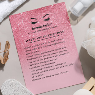 Anleitung zum PInk Glitzer Eyelash Brow Aftercare Visitenkarte