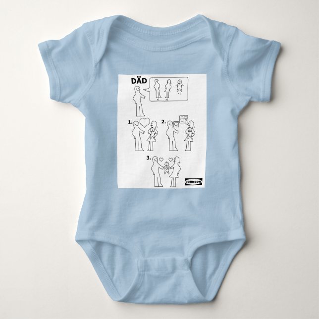 Anleitung zum Zusammenstellen eines Adoptiv-Vaters Baby Strampler (Vorderseite)